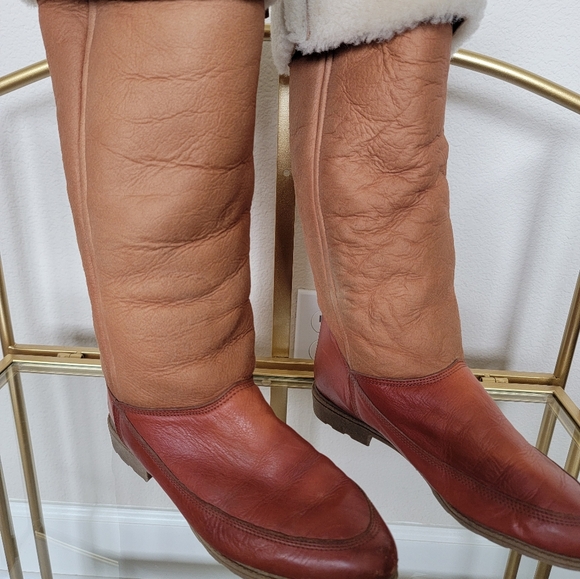 Vintage La Canadienne Shearling Lined Foldover Boots Women's Sz 7.5 Sheepskin - Picture 3 of 12